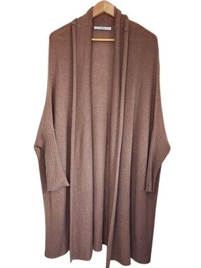 Subtle Luxury 100% Cashmere Cocoon Shawl Sweater Jacket Small / Medium Tan